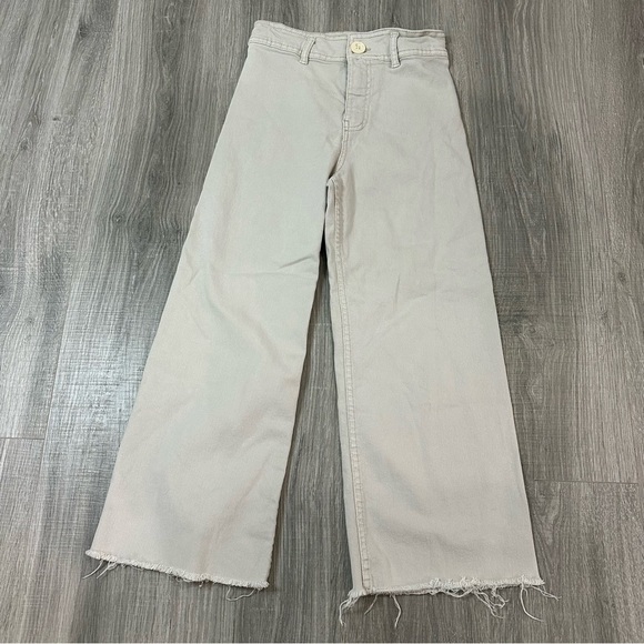 Zara Other - Zara Beige Wide-Leg Crop Jeans with Frayed Hem - Size 11/12 - Great Condition